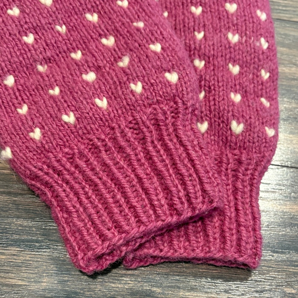 Pink Knit Mittens with White Polka Dots - Picture 5 of 5